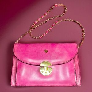 Pratesi Italian authentic Elegant Pink Leather Crossbody Bag purse